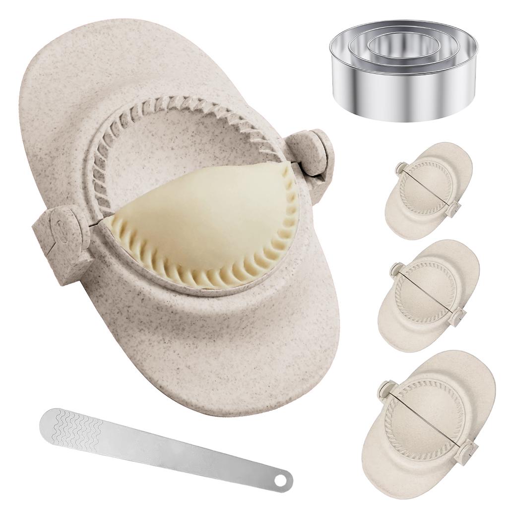 7Pcs Dumpling Maker Reusable Dumpling Press Mold with 3 Dough Cutter and 1 Spoon 304 Stainless Steel Dumpling Maker Machine Safe