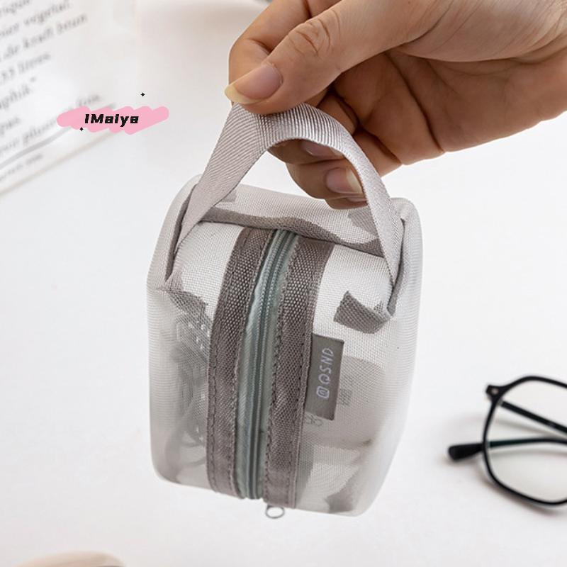 M-6Pcs Portable 3D Card Organizer Pouches Transparent Mesh Coin And Miscellaneous Storage Bags Travel Cosmetic Bag