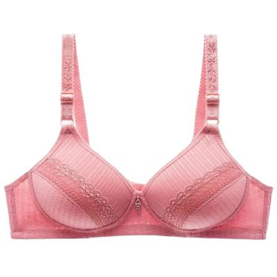 (SU)Sujetador de encaje floral decorativo con copa fina natural sin aro para mujer