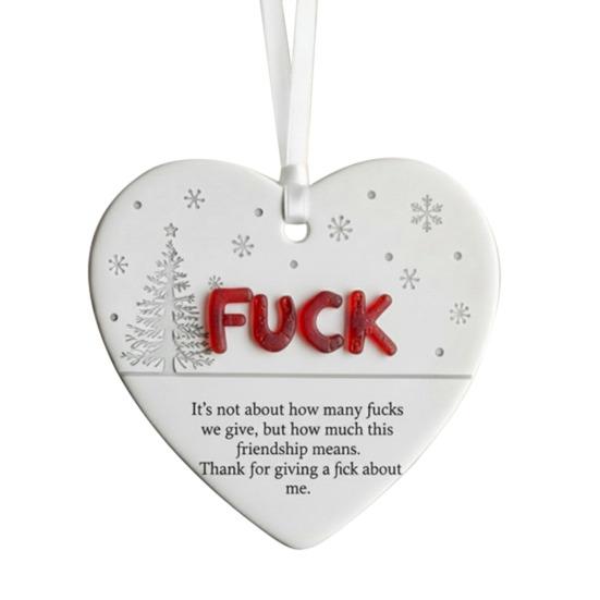 Funny Friendship Christmas Ornament Heart-Shaped Hanging Decoration for Xmas Tree Decor Humorous Gift for Friends