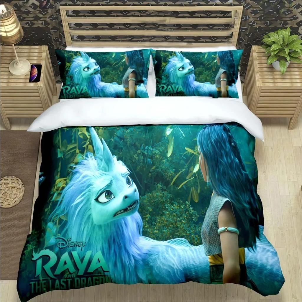 Mode Cartoon Raya und der letzte Drache Druck Bettwäschesets Bettzubehör Set Bettbezug Bettdecken-Set Bettwäscheset Geschenk