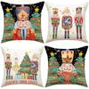 New Cartoon Character Christmas Pillowcase Linen Print Pillowcase Festive Room Sofa Decoration Cushion Cover