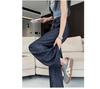 Women's Retro High-Waisted Faux Denim Pants - Slimming Belted Straight-Leg, Casual Spring 2026 Collection