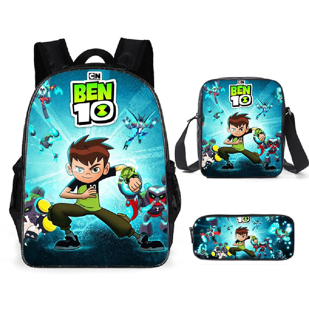 Less Hacker Backpack Ben 10 Student School Bag Anime Cartoon Backpack Lunch Bag Satchel Pencil Case