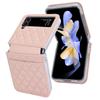 Premium Leather Z Flip 4 Case with Hand Strap and Card Slot for Samsung Galaxy Z Flip 4, Pink