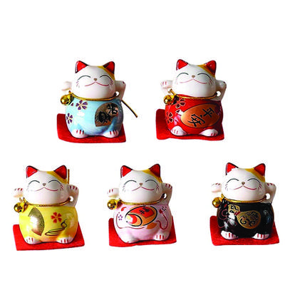 5pcs/set Car Ornaments Cute Smiling Lucky Cat Auto Interior Ornaments