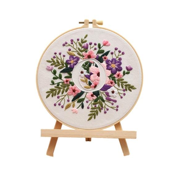 Floral Letter Embroidery Kit A To Z Embroidery Starter Kit with Hoop Fabric