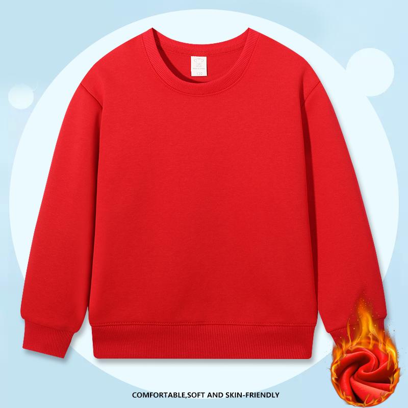 Heavy Weight Cotton Plus Velvet Hooded Sweater KID Thickened Tight Polar Fleece Pullover Hoodie Children Sweats KIDYINHR