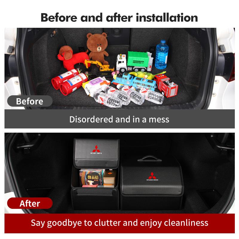 Tragbare Griff Auto Kofferraum Aufbewahrungstasche Wasserdicht PU-Leder Für Mitsubishi Outlander Lancer L200 ASX Pajero Grandis Eclipse