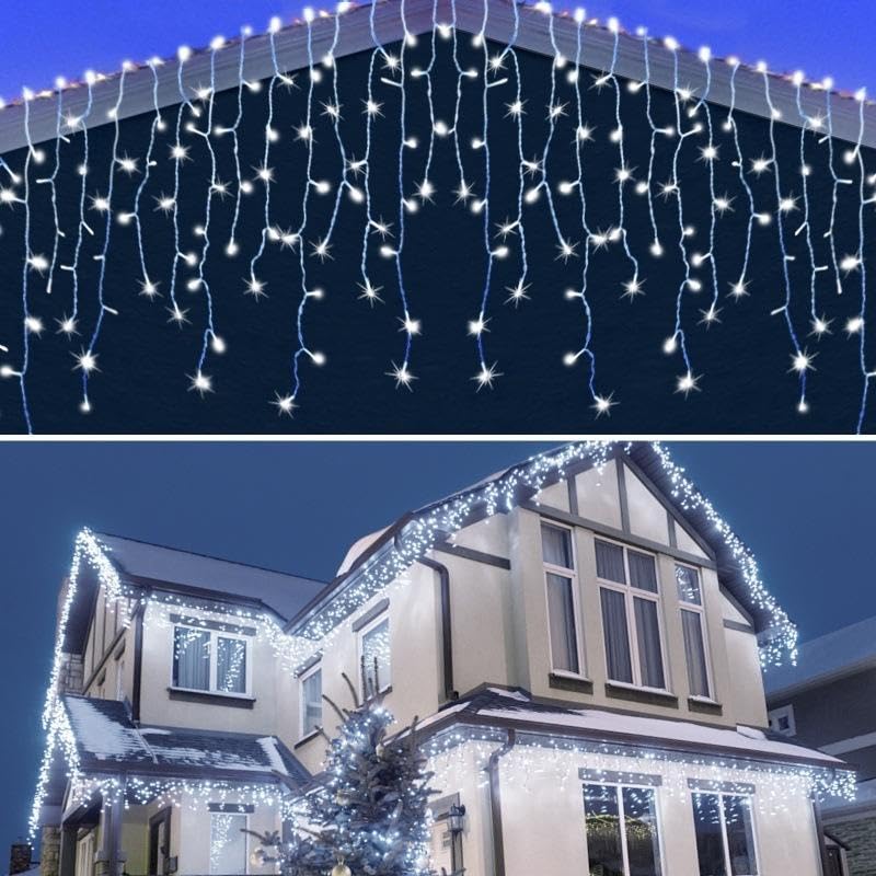 Icicle 120 LED Available In 5 Colors and 8 Christmas Solar Solar Solar Large Solar High Solar Solar Automatically Turns On At Icicle Lights