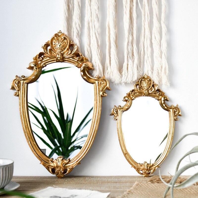 1pic Relief Resin Decoration Wall Mirror Wall Mirror Bathroom Mirror Decor Gold Dial Shape Mirror for Makeup Mirror for Home Decoration | Bathroom Mir