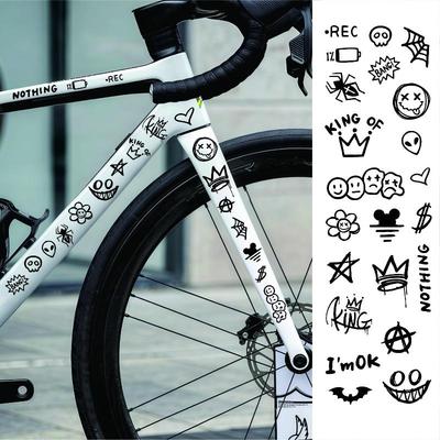 1 Hoja Pegatinas para Cuadro de Bicicletas de Carretera Pegatina de Bicicleta Graffiti para Tubo Superior del Cuadro de Bicicleta Dibujos Animados DIY Pegatinas Reflectantes para Ciclismo