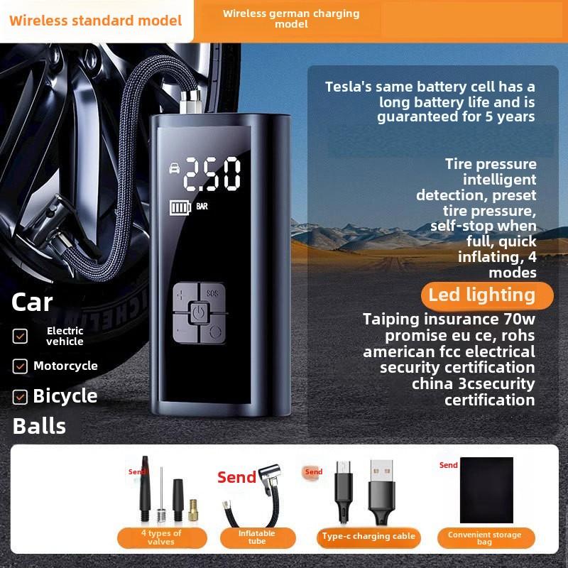 

Портативный автомобильный воздушный компрессор, 12 В цифровой насос для накачивания шин с манометром, автоматический насос для накачивания шин со светодиодной подсветкой 325 Wireless Standard