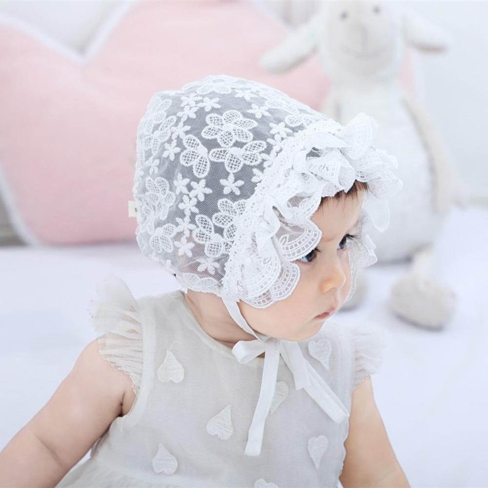 Princess Lace Ruffle Hat Flower Girl Sunhat Breathable Baby Lace Hat  Infant Girls