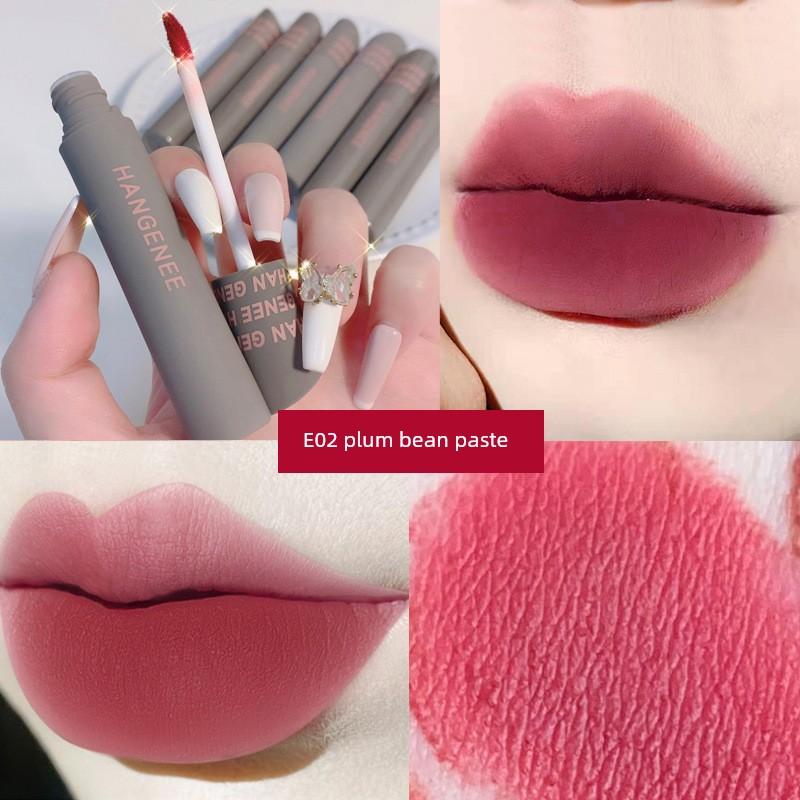 Fingertip Lip Lacquer Matte Finish Velvet Lip Mud Does Not Fade No Stain On Cup Niche Style Brand Student Plain Lipstick for Women