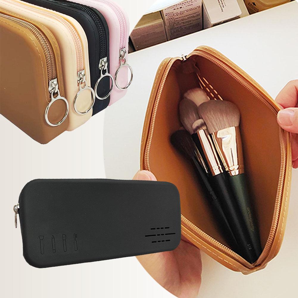 Silicone Makeup Brush Bag Stylish Travel Cosmetic Bag Portable Waterproof Girls Makeup Storage Bag