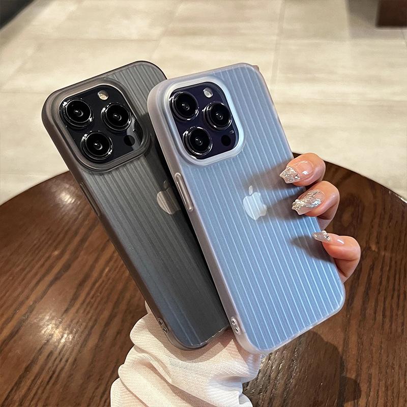 Soft Silicone Corrugated Matte Phone Case For iPhone 11 12 13 14 15 16 17 Pro Max Air Transparent Shockproof Bumper Cover