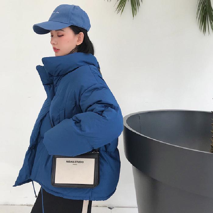 Giacca invernale da donna colletto alla coreana solido nero bianco piumino femminile piumino ampio oversize da donna corto