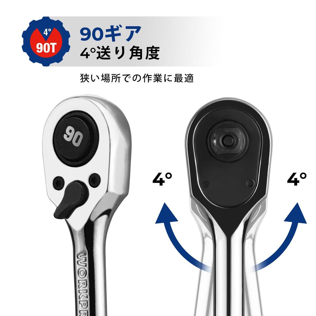 WORKPRO Ratchet Slim Ratchet Easy Rotation Direction Quick Release Compact Design for Tightening and Loosening and Car Machine and DIY Handle, Wrench,
