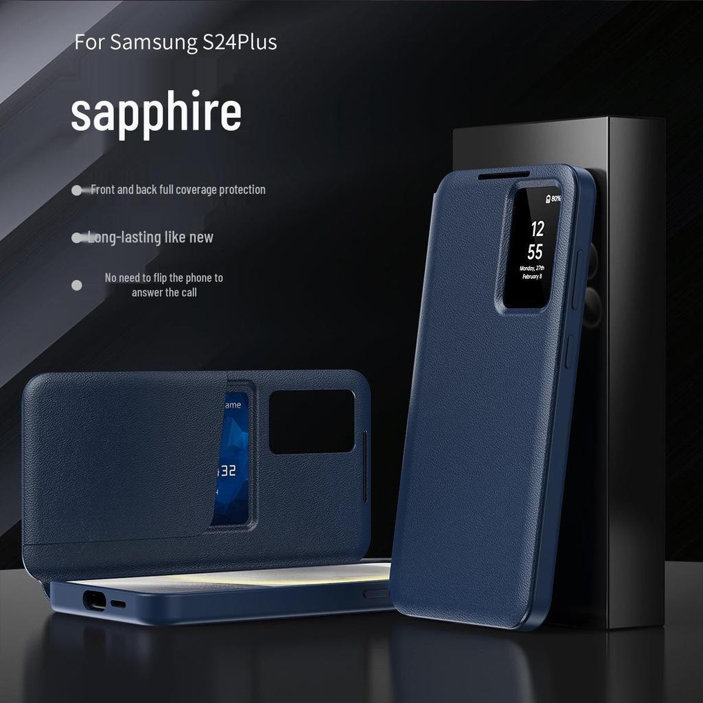 Samsung S26 Ultra Leather Case with Card Slot & Smart Sleep Window