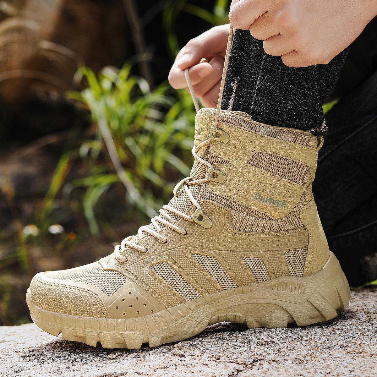 Men s Outdoor Hiking Boots - Breathable, Non-Slip, Lightweight, Shock-Absorbing High-Top Trekking Shoes 39