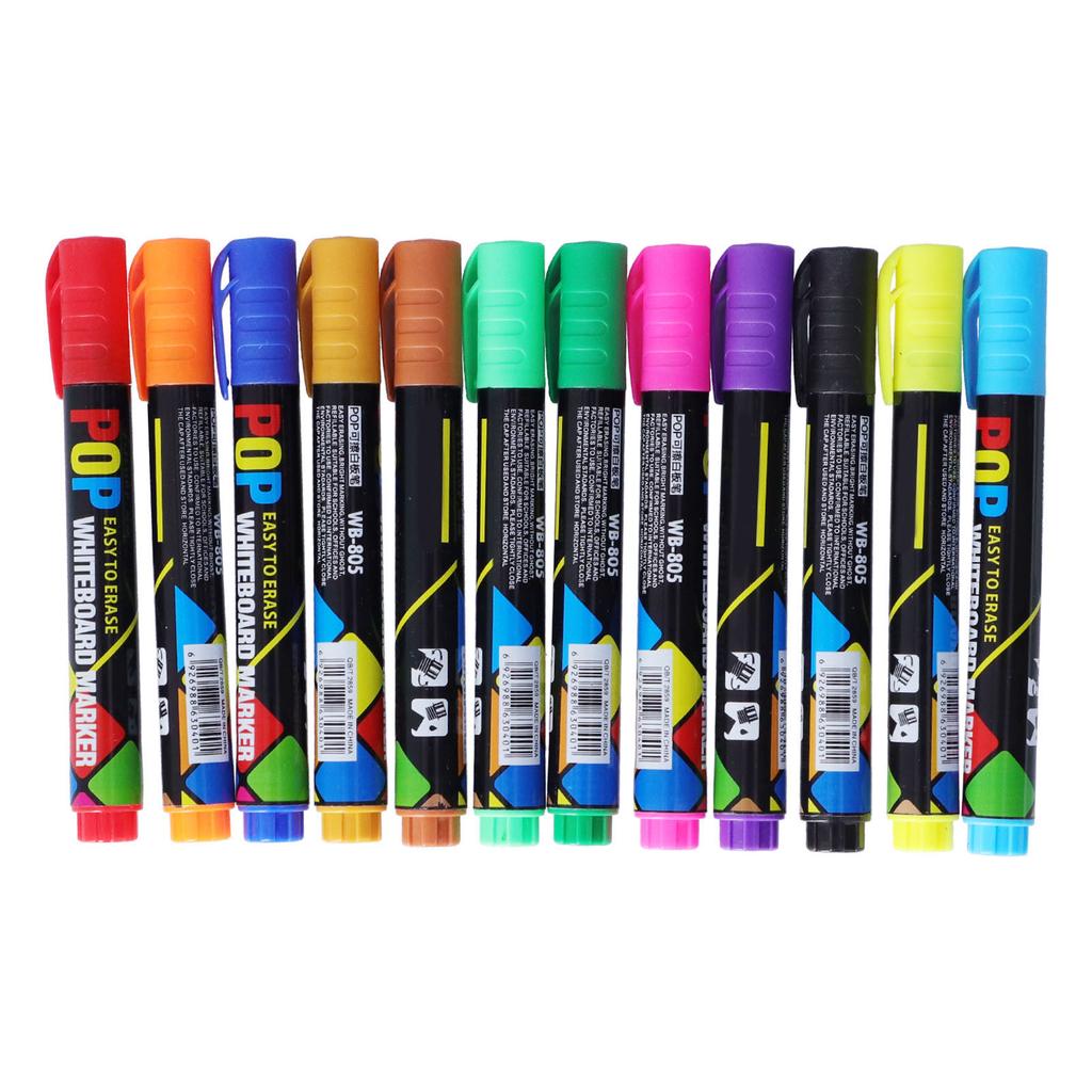 12 Stück Marker Stifte Verschiedene Farben Wischbare Whiteboard Marker für Graffiti Malerei Markierung