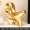 Resin Crafts Abstract Portrait Sculpture Couple Gold Head Ornament Wedding Gifts Resin Decorative Figurines Home Decoration
