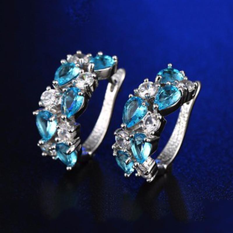 Ohrringe für Damen Schmuck 14K Gold Plated Pendientes Mode Runder Kreis Mosaik Klare Zirkonia Zirkon Stecker DIY Ohrring Schmuck