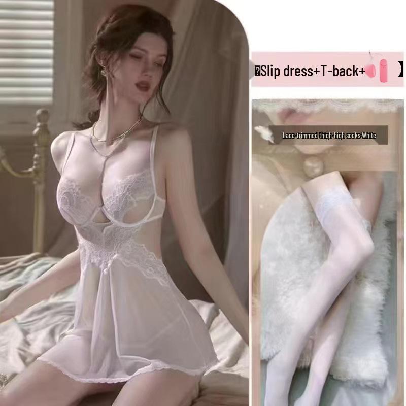 Elegant Lace Push-Up Sleep Dress: Enhances Small Chest