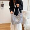Korean Striped Shoulder Bag Large-Capacity Versatile Casual Tote Bag For Women