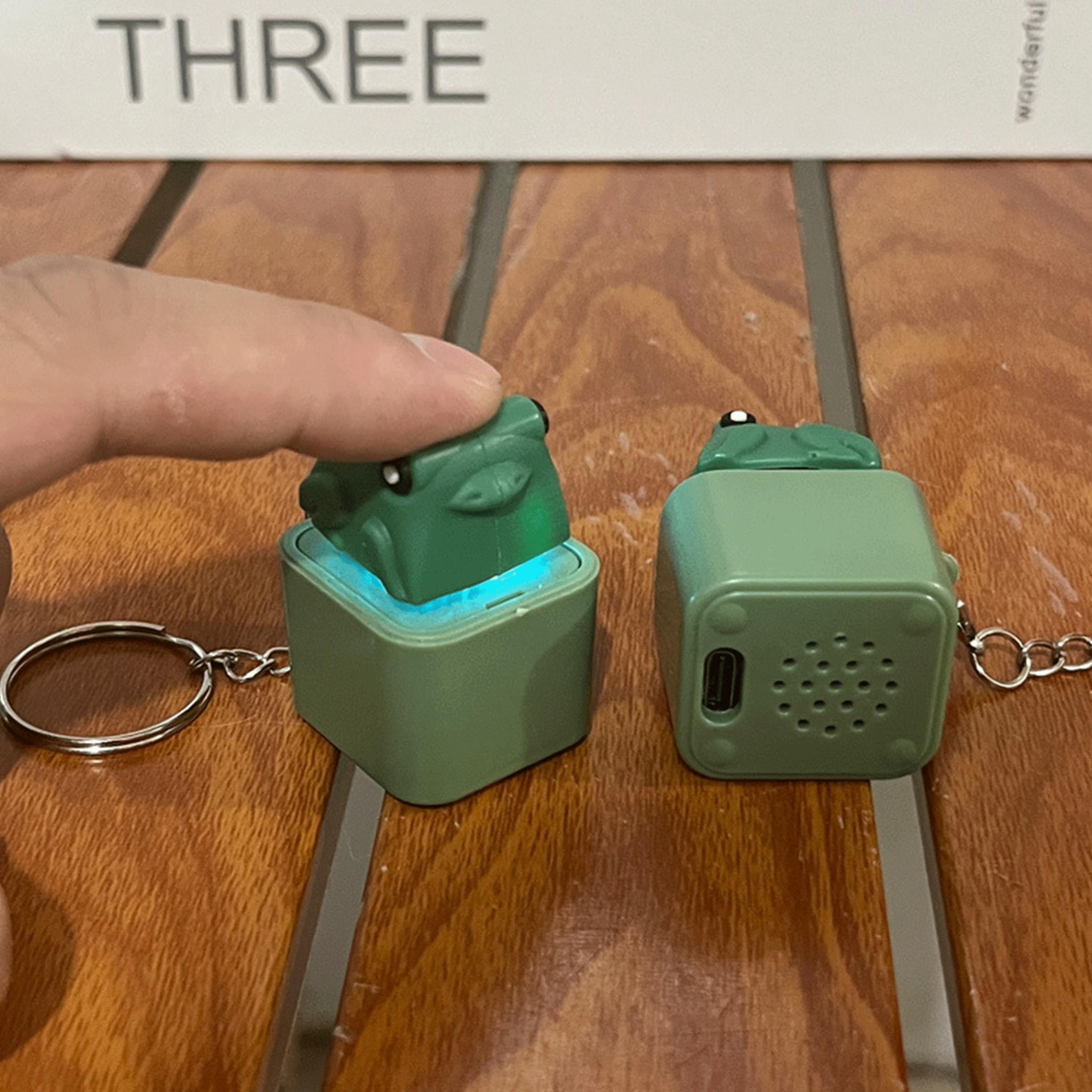 Croaking Frog Keychain Rechargeable Keyboard Fidget Clicker Frog/Lizard Sound Light Stress Relief NEW LED with for Lightweight Carry Portable Cute