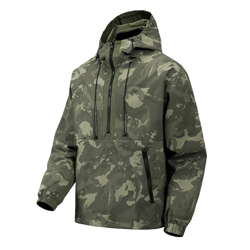 European Size Hooded Tooling Jacket Men's New Loose Outdoor Camouflage Men's Top Coat