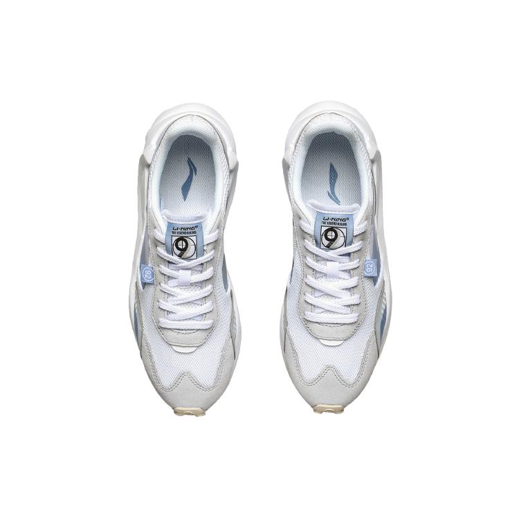 New LiNing Cushioned Anti Slip And Wear Resistant Lightweight Low Top Running Shoes Women's White Light Blue AGCR034-2