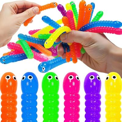 Colorful Stretchy Strings Sensory Fidget Worm Toys Party Favors For Kids & Adults Stress Relief Perfect Stocking Stuffers
