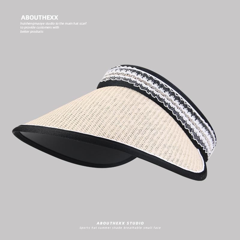 

Sun Protection Hat For Women Large Brim Straw Summer Uv Shield Outdoor Sunhat бежевий