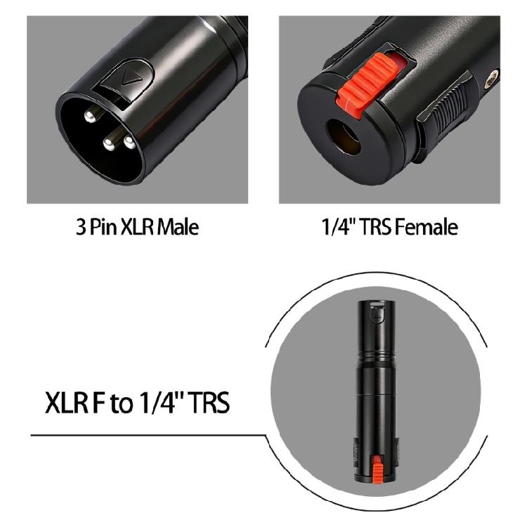 Secure Locking 6.35mm 1/4in TRS Female To 3pin XLR Male Converter For Stage And Studio Applications