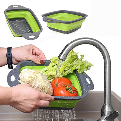 1Pcs Silicone Folding Drainer Basket Fruit Vegetable Foldable Colander Kitchen Strainer for Food Pasta Kitchenware Drain Device