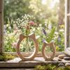 Wooden Glass Cylinder Tube Vase Creative Green Plant Rearing Vase  Indoor Plant Display