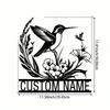 Custom Metal Bird Flower Wall Art, Rustic Farmhouse Decor for Porch Patio, Personalized Name Sign Logo Gift