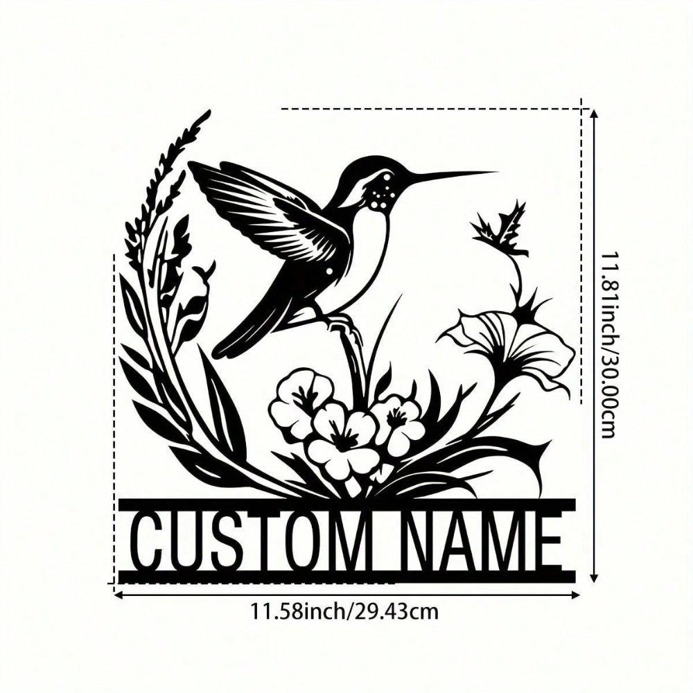 

Custom Metal Bird Flower Wall Art, Rustic Farmhouse Decor for Porch Patio, Personalized Name Sign Logo Gift TY0964