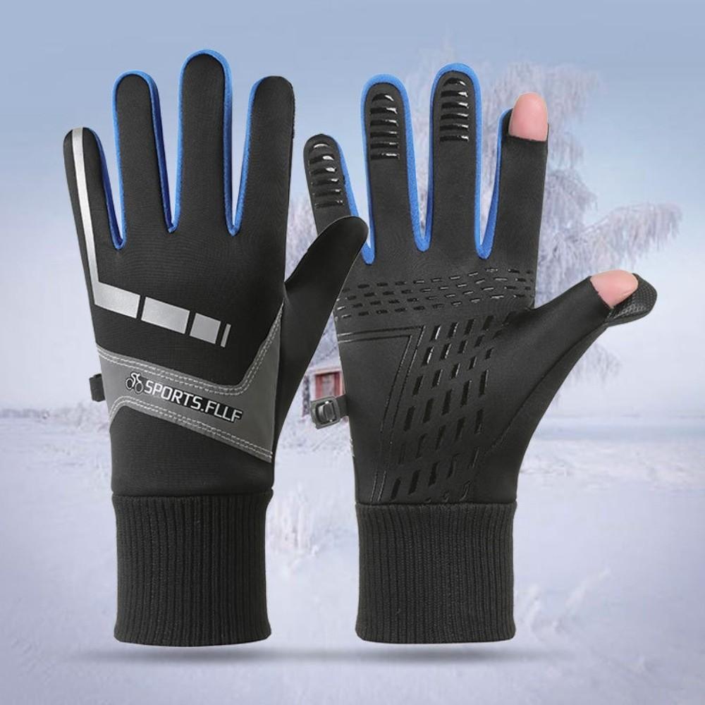 Anti-slip Thick Cycling Gloves Lock Buckle Warm Outdoor Gloves Winter Cycling Gloves  Outdoor