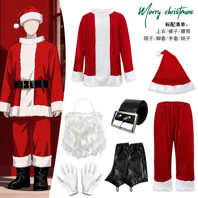 Womens Long Sleeve Christmas Dress Santa Costume With Shawl Xmas Party Outfit