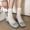French Retro Light Mouth High Heel Single Shoes Women's 2025 New Summer Bow Flat Grandma Shoes Soft Leather Beanie Shoes