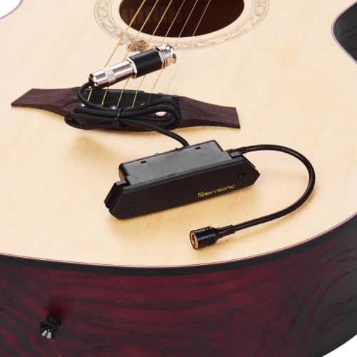 Guitar Soundhole Pickup, T-902 Acoustic Guitar Active Soundhole Pickup with Magnetic and Microphone Dual Pickup System with Volume Control for Classic