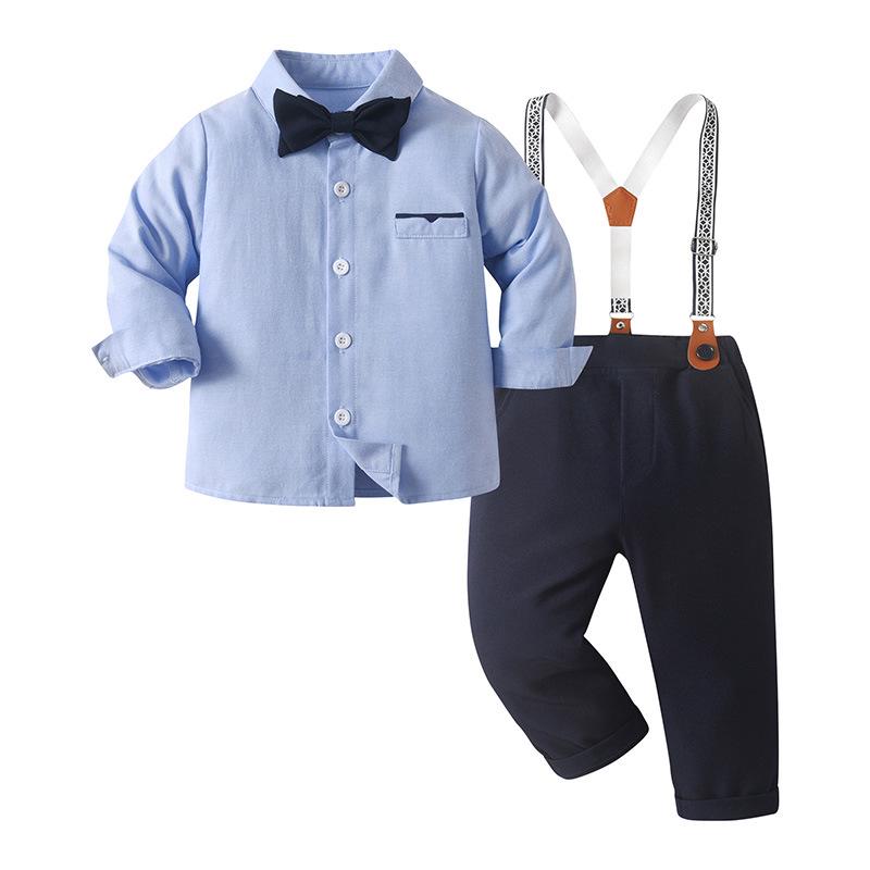 Nuovo Set Due Pezzi Pantaloni con Bretelle - Stile Britannico Primo Compleanno Completo da Gentiluomo per Bambini