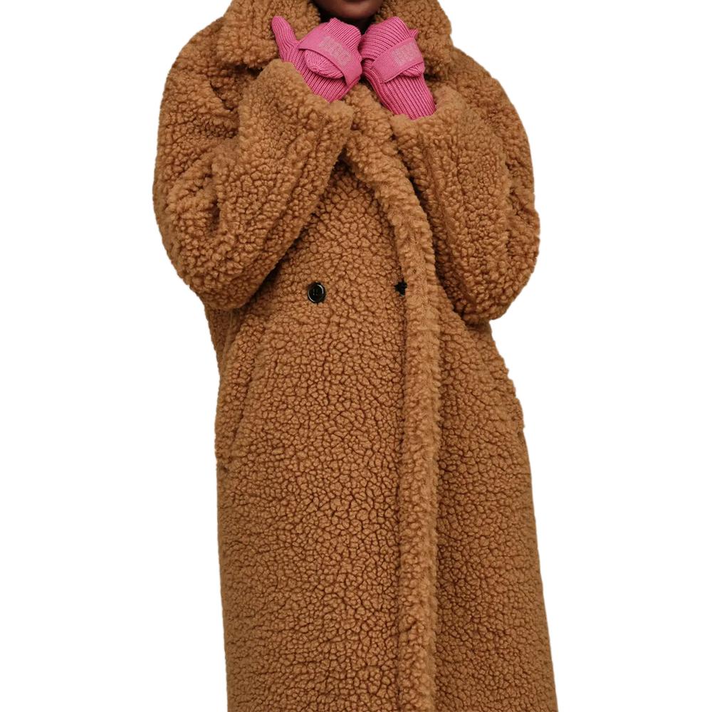 UGG FW24 Teddy Bear Lapel Long Coat Women coats Brown 1120631-CHE