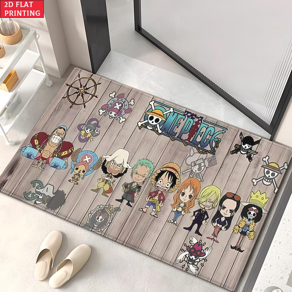 Anime Straw Hat Crew Doormat, Cartoon Pirate Non-slip Floor Mat, Decorative Entrance Rug for Home Living Room Bedroom Game Room