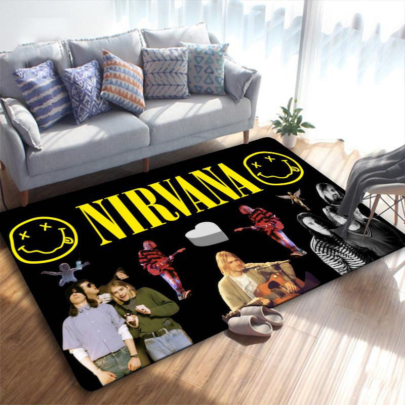 Nirvana Band Carpet Rug for Living Room Bedroom Home Sofa Decoration,Kids play Non-slip Floor Mat