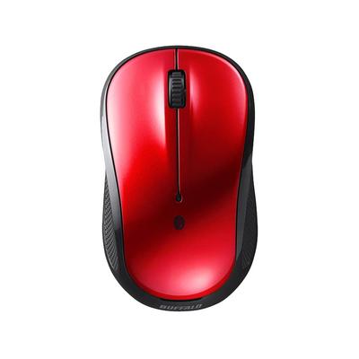 Buffalo Bluetooth Blaue LED Leise Kompatibel mit Langer Batterielaufzeit bis zu 450 BSMBB105RD 3-Tasten-Maus, Rot, Windows/Mac/Chrome/Android/iOS/iPadOS, (oben