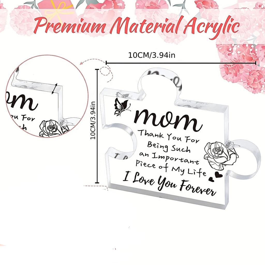 Gifts for Mom from Daughter Son, Mother's Day Birthday Gifts for Mom Engraved Puzzle Acrylic Plaque , Mom Acrylic Plaque Gifts